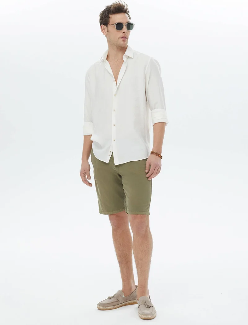 كيب Ecru Plain Regular Fit Woven Casual Shirt