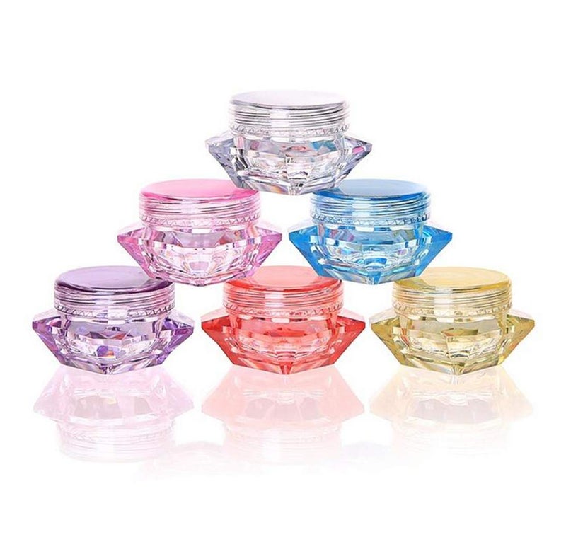 24PCS 5g/0.17oz Empty Refill Mini Square Diamond Shaped Plastic Cosmetic Sample Container Jar Pots With Screw Cap Makeup Bottle Face Cream Lotion Eye Shadow Powder Storage Holder(Color Random)