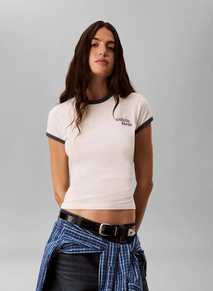 Embroidered Logo Ringer T-shirt