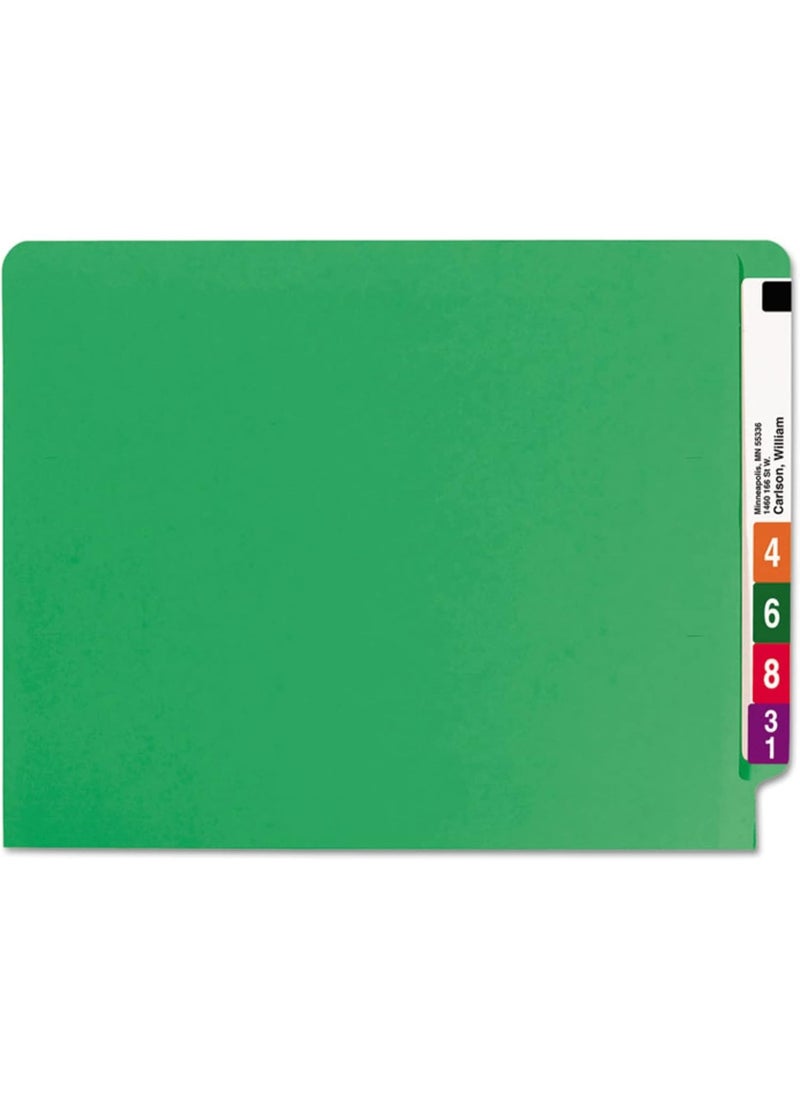 Smead Smead End Tab File Folder, Shelf-Master Reinforced Straight-Cut Tab, Letter Size, Green, 100 per Box (25110)  - Image 1