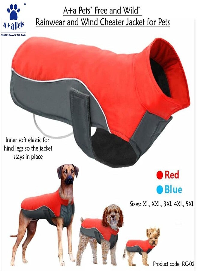 A+a Pets' Free & Wild' Raincoat Jacket for Dogs | Recommended Quick Easy to Wear Non Slip Design with Leash Opening | Reflective, Windproof (Blue, 5XL) - Image 2