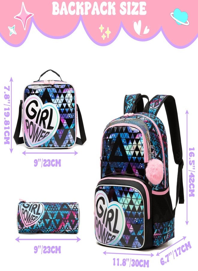 HTgroce Backpacks for kids School Backpack for Girls Elementary School Bags, Love Pwr, 16.5 X 11.8 X 6.7 inches, Modern - Image 2