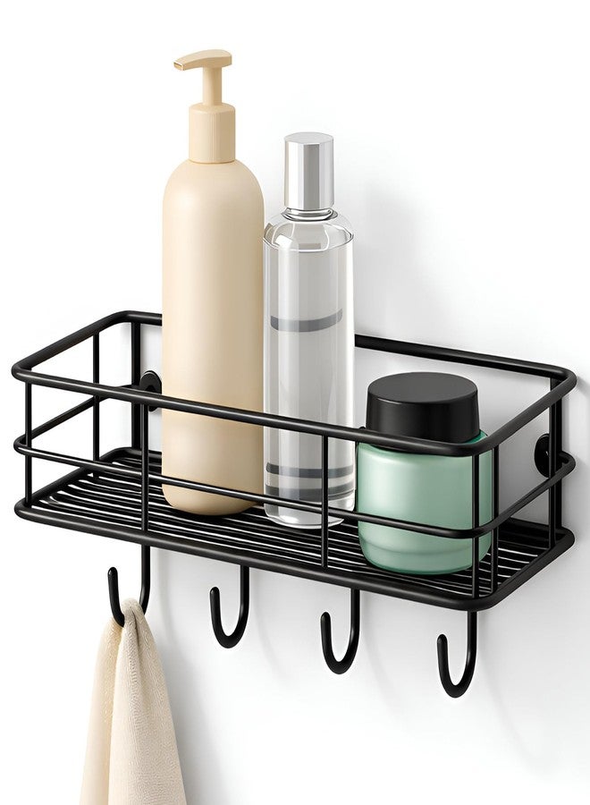 DALUCI Bathroom Organiser Without Drill Self Adhesive Bathroom Shelf for Wall GI Steel Powder Coated Rustproof Bathroom Rack Stand for Shampoo Toiletries Heavy Duty (Black, Pack of 1) - Image 1