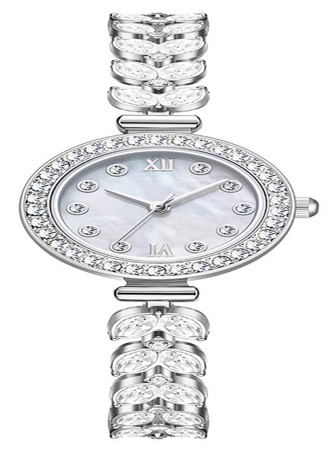 BESTKANG Women's Watch Luxury Petal Casual Bracelet Watch Simulated Quartz Watches for Women (Silver White) - Image 1