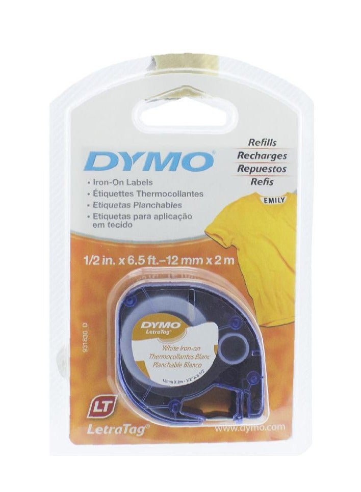 Dymo LetraTag Label Printer Tape - Iron-On 12 mm X 2 m White