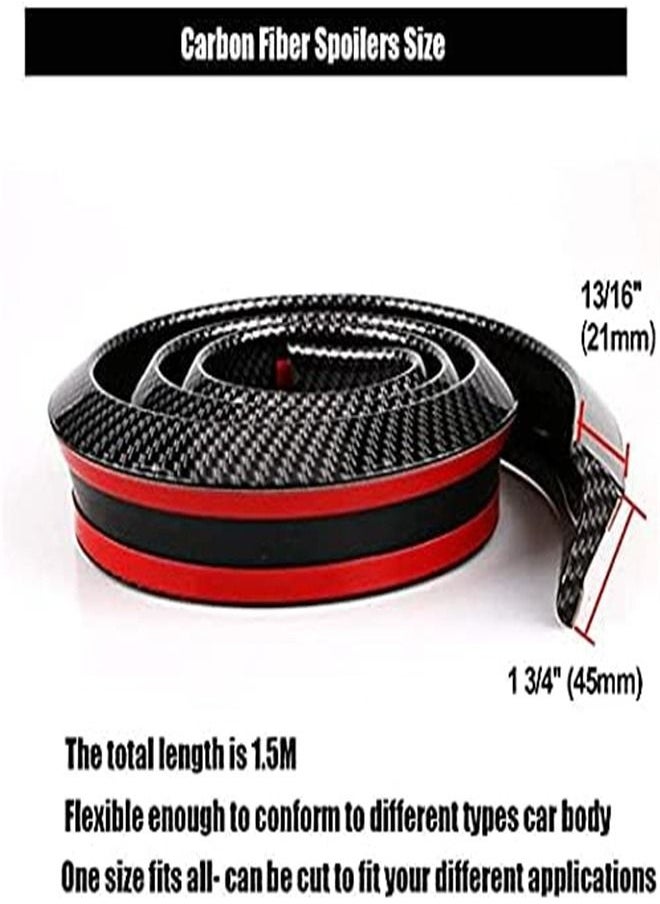Goolsky Goolsky 4.9ft/1.5m Universal Black Carbon Fiber Trunk Car Rear Roof Lip Spoiler Strip, 3D Rear Guard Bumper Protector Trim Cover Anti-Scratch for Most Cars Punch  - Image 5