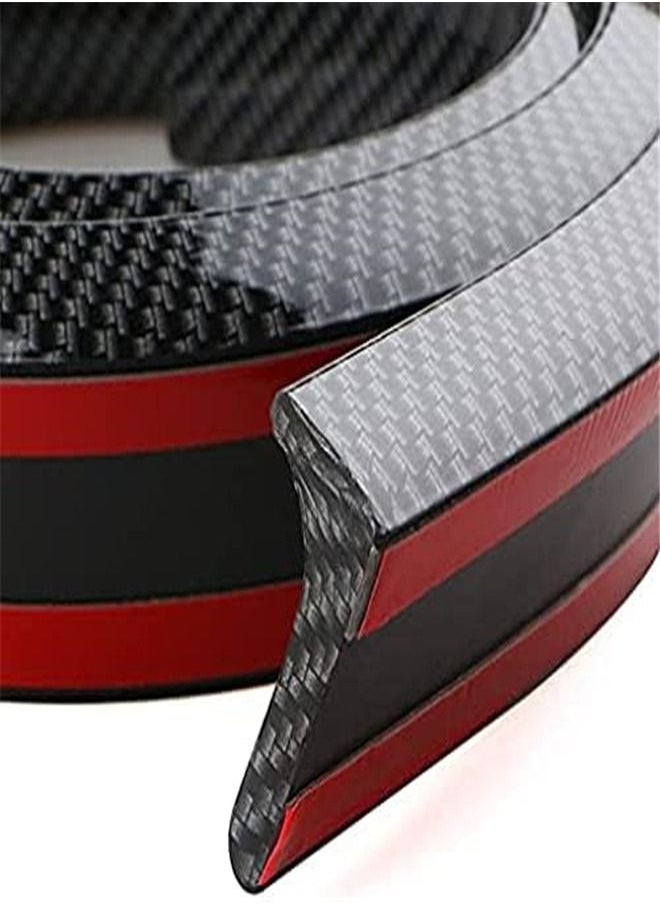 Goolsky Goolsky 4.9ft/1.5m Universal Black Carbon Fiber Trunk Car Rear Roof Lip Spoiler Strip, 3D Rear Guard Bumper Protector Trim Cover Anti-Scratch for Most Cars Punch  - Image 3