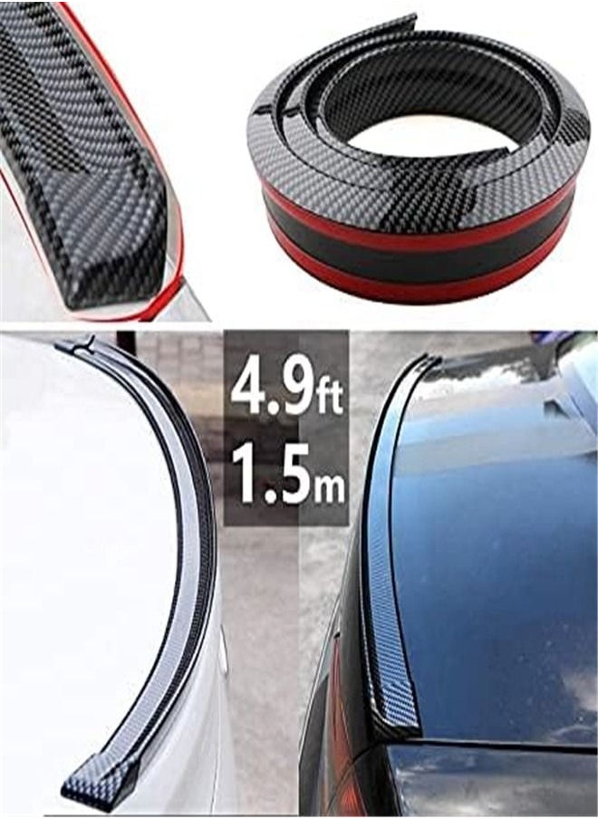 Goolsky Goolsky 4.9ft/1.5m Universal Black Carbon Fiber Trunk Car Rear Roof Lip Spoiler Strip, 3D Rear Guard Bumper Protector Trim Cover Anti-Scratch for Most Cars Punch  - Image 4