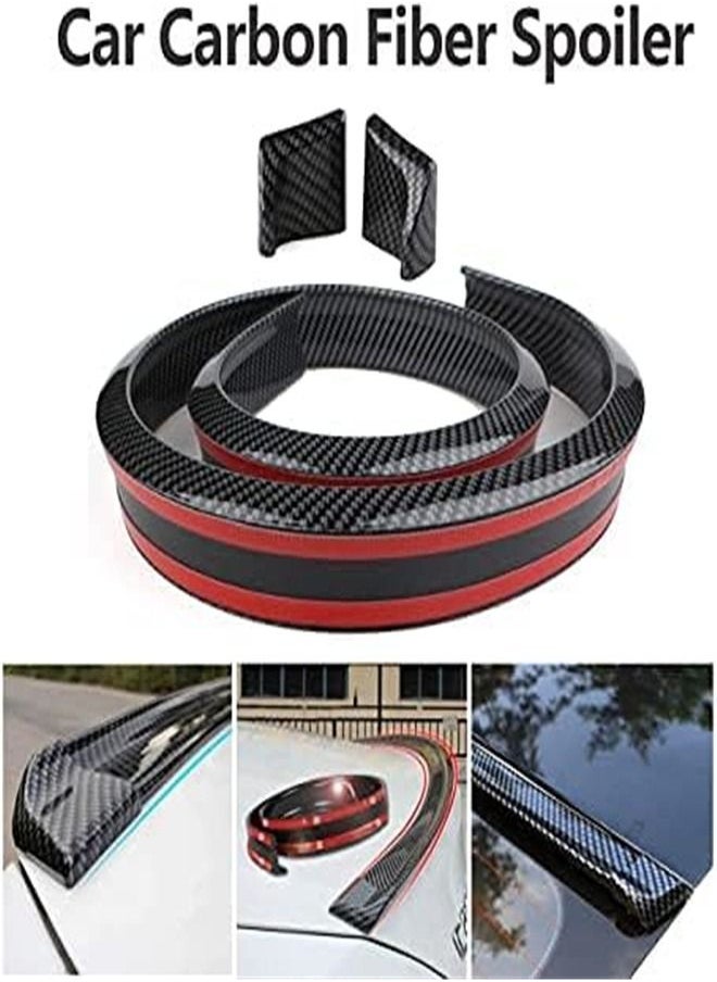 Goolsky Goolsky 4.9ft/1.5m Universal Black Carbon Fiber Trunk Car Rear Roof Lip Spoiler Strip, 3D Rear Guard Bumper Protector Trim Cover Anti-Scratch for Most Cars Punch  - Image 2