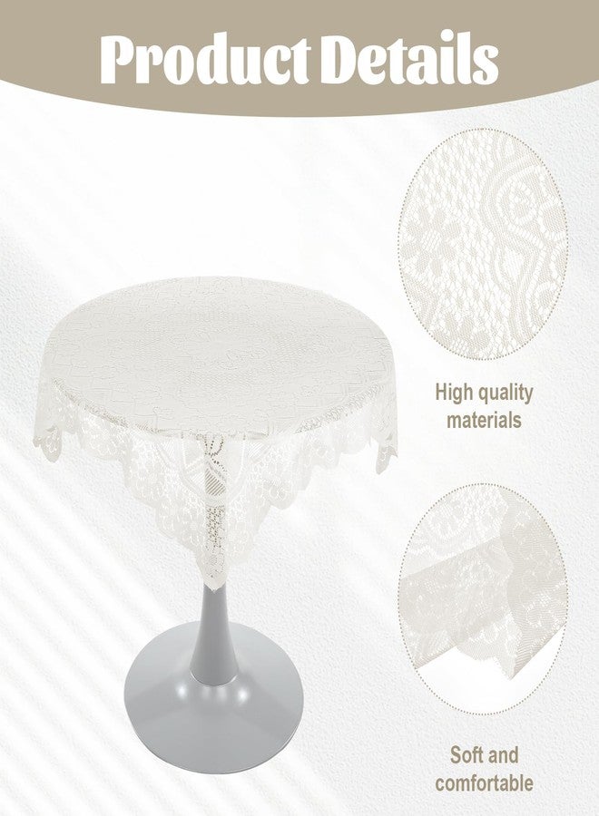 Josojoou Beige Lace Tablecloth 36 x 36Inch Small Square Tablecloth Vintage Crochet Tableclothes for Outdoor Tea Party Reception Dinner Home Decor - Image 3