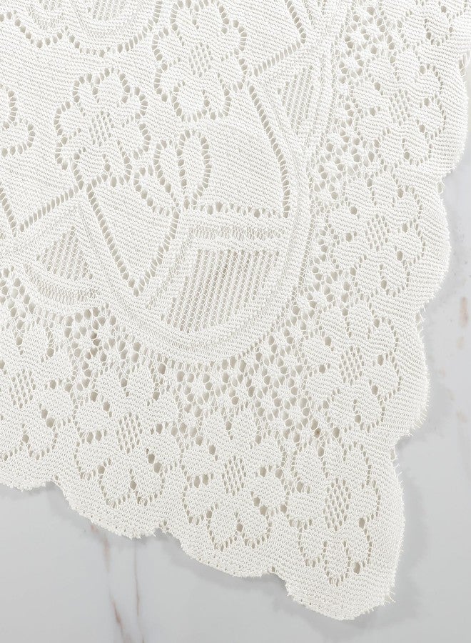 Josojoou Beige Lace Tablecloth 36 x 36Inch Small Square Tablecloth Vintage Crochet Tableclothes for Outdoor Tea Party Reception Dinner Home Decor - Image 4