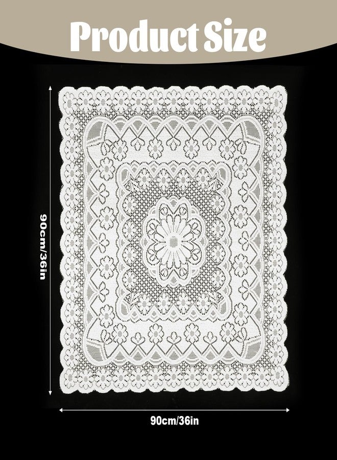 Josojoou Beige Lace Tablecloth 36 x 36Inch Small Square Tablecloth Vintage Crochet Tableclothes for Outdoor Tea Party Reception Dinner Home Decor - Image 2