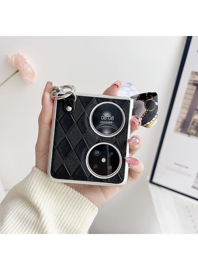 S-TOP Case For Huawei Pocket 2 Rhombus Leather Texture Heart-shaped Scarf Bracelet Shockproof Phone Case - Image 4