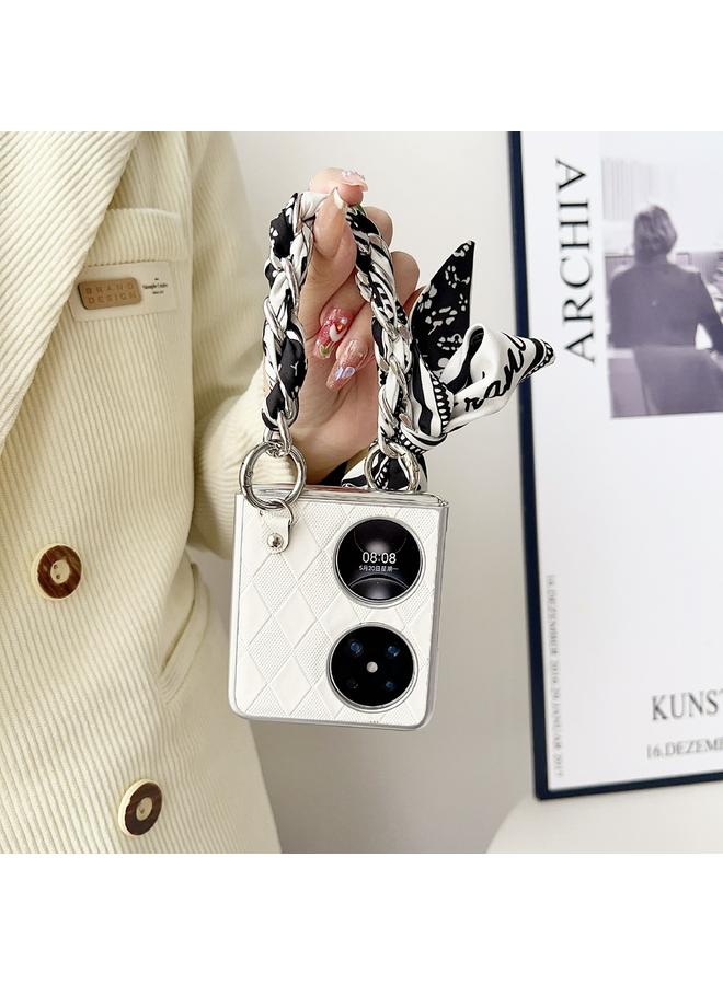 S-TOP Case For Huawei Pocket 2 Rhombus Leather Texture Heart-shaped Scarf Bracelet Shockproof Phone Case - Image 3