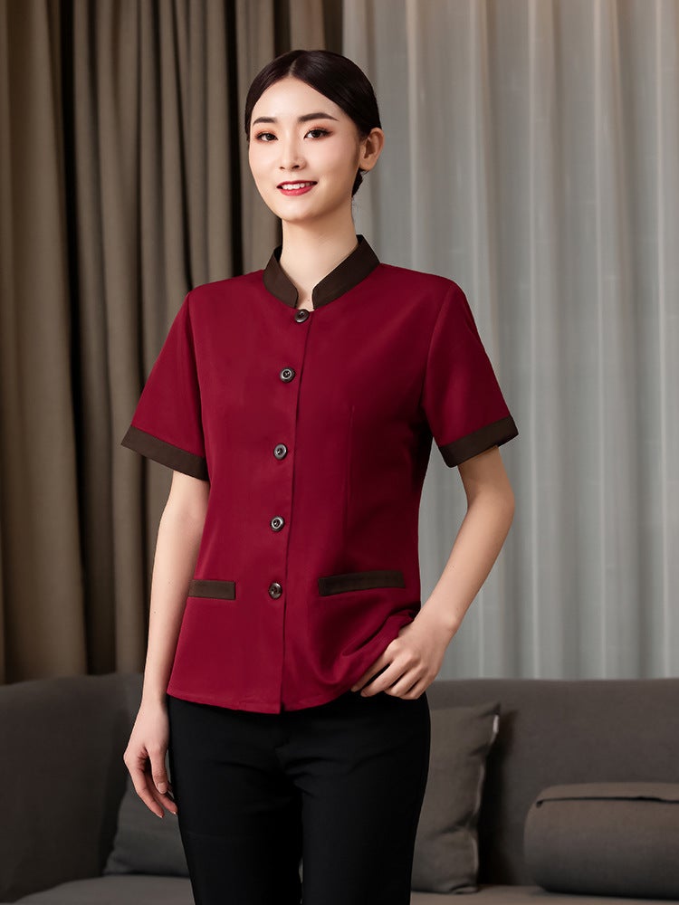 Cleaning Work Clothes Summer Property Cleaning Clothes Short Sleeve suit Hotel Cleaner Auntie Cleaner Work Clothes Female men's blue  - Image 4