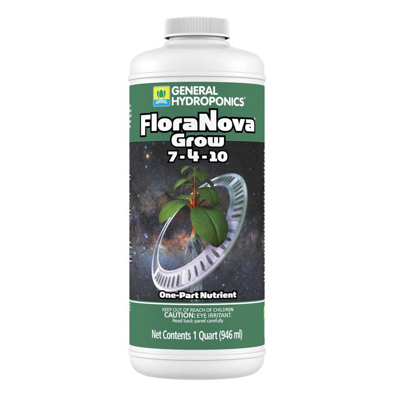 General Hydroponics FloraNova Grow 7-4-10, Robust Strength of Dry Fertilizer But in Rapid Liquid Form, Use for Hydroponics, Soilless Mixtures, Containers & Garden Grown Plants, 1-Quart - Image 1