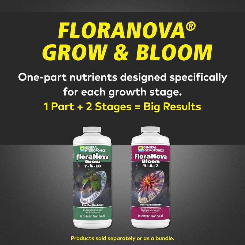 General Hydroponics FloraNova Grow 7-4-10, Robust Strength of Dry Fertilizer But in Rapid Liquid Form, Use for Hydroponics, Soilless Mixtures, Containers & Garden Grown Plants, 1-Quart - Image 2