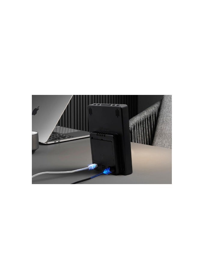 Alarm Clock, Multifunction LED Clock, Thermometer, Hygrometer, Color Conspicuous Display, Digital Clock, Alternating Time and Date Display, Double Alarm, Calendar, Tabletop, Table Clock, 2-Way