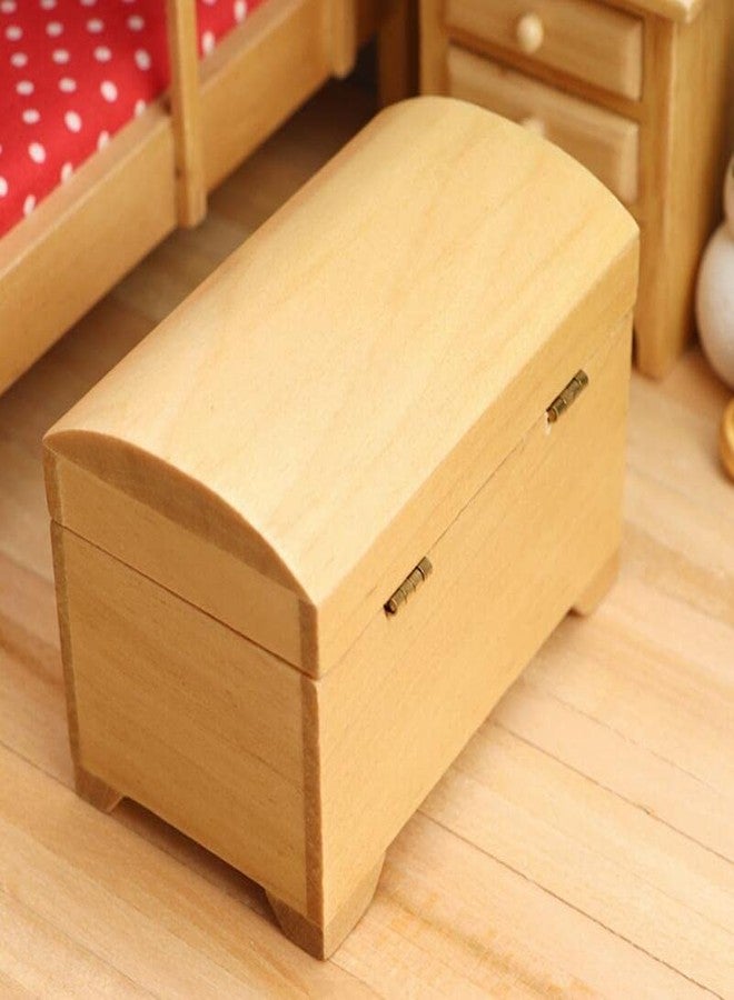 EatingBiting 1:12 Dollhouse Miniature Furniture Wooden Cabinet Treasure Chest Box Case Scene Treasure Chest Keepsake and Jewelry Box Wood - Toy Treasure Box - Image 2