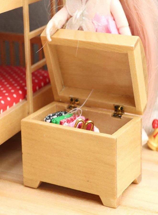 EatingBiting 1:12 Dollhouse Miniature Furniture Wooden Cabinet Treasure Chest Box Case Scene Treasure Chest Keepsake and Jewelry Box Wood - Toy Treasure Box - Image 1