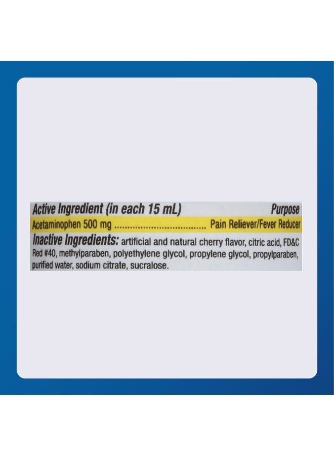 MAJOR Adult Extra Strength Liquid Acetaminophen 500mg - Helps Relieve Pain and Reduce Fevers - Aspirin Free - Cherry Flavor - 8 Fl Oz (1 Pack) - Image 4