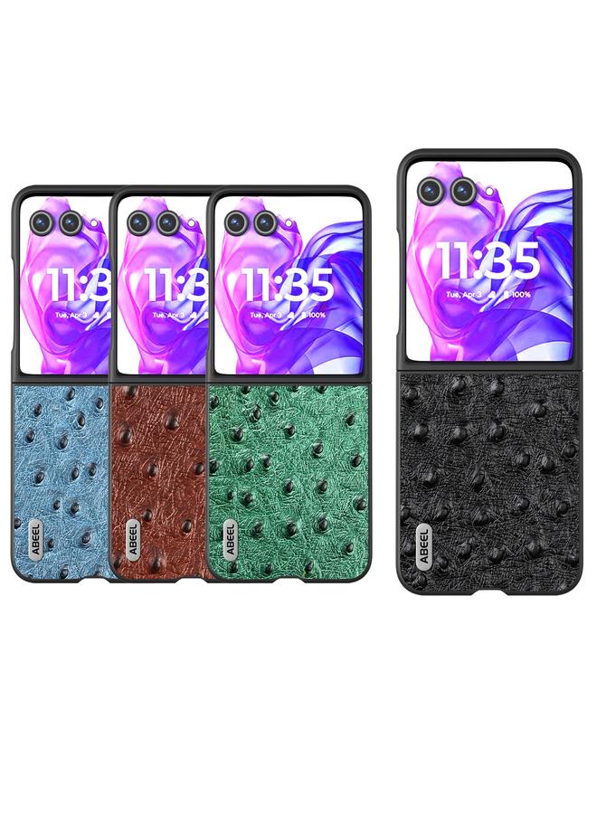 اس-توب جراب لهاتف Motorola Razr 50 Ultra من ABEEL مصنوع من جلد طبيعي بنقشة جلد النعام - Image 5