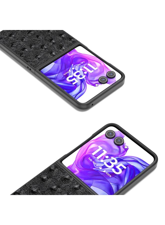 اس-توب جراب لهاتف Motorola Razr 50 Ultra من ABEEL مصنوع من جلد طبيعي بنقشة جلد النعام - Image 2