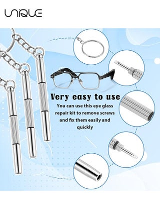 1 Pcs Eyeglass Screwdriver Repair Kit - 3-in-1 Mini Glasses Screwdrivers - Eyeglass Repair Kit with 20 pcs Nose Pads & 20 Screws Eyeglasses Screw Replacement Set for Watch Clock Spectacle Repair - view 3