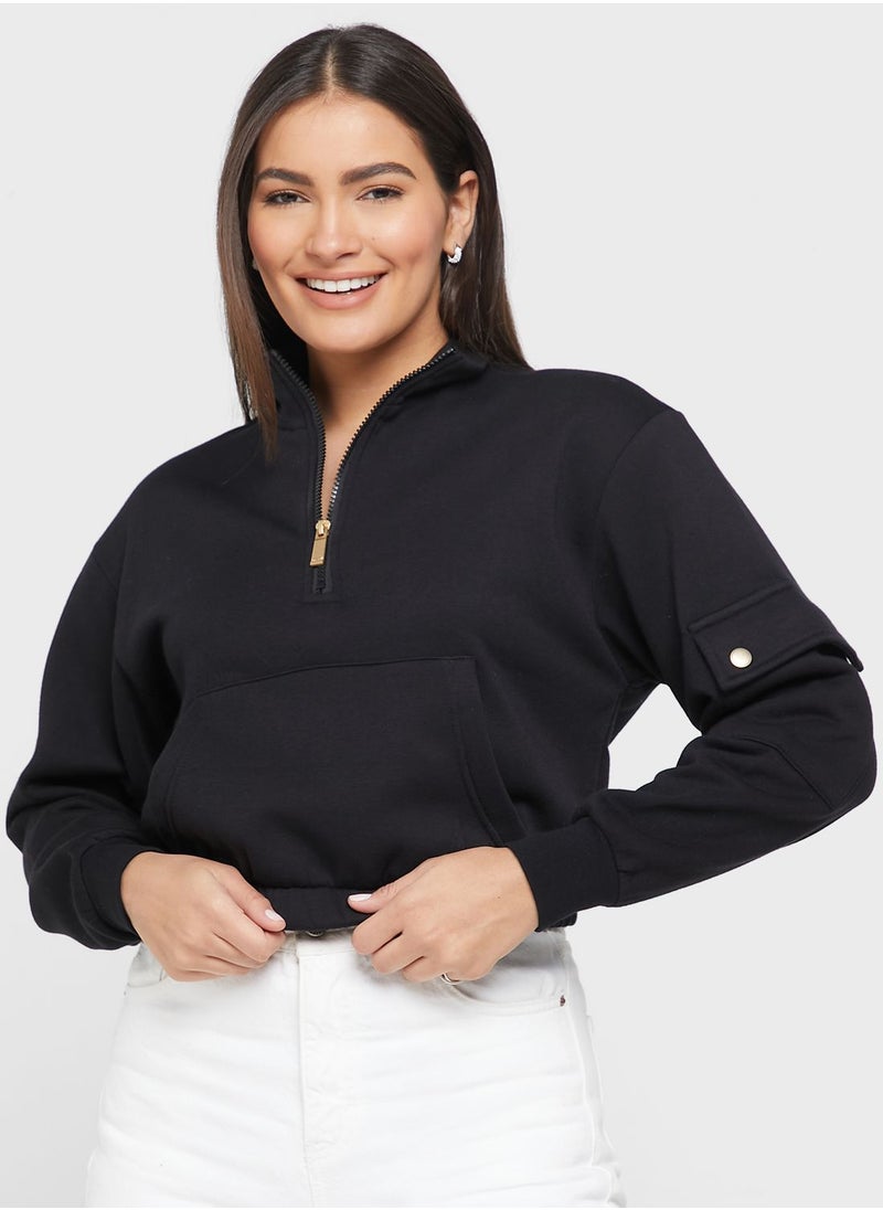ONLY - Pocket Detail Crop Sweatshirt - Image 1