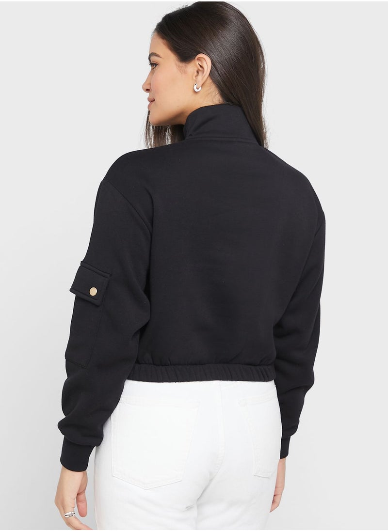 ONLY - Pocket Detail Crop Sweatshirt - Image 1