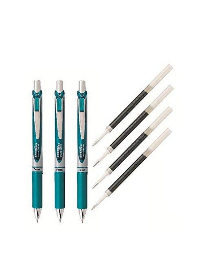Pentel Energel Deluxe Rtx Liquid Gel Ink Pen Set Kit Pack Of 3 With 4 Refills (Turquoise 0.7Mm) � - Image 2