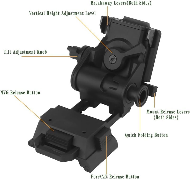 Lpoip Night Vision Mount,NVG Tactical Helmet Mount, for L4g24 NVG， Plastics(Black) - Image 4