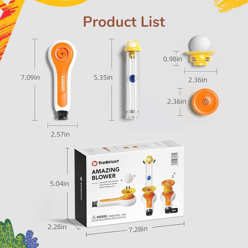 TOP BRIGHT 3in1 Sensory Toys for Toddlers Autism, Montessori Toddler Toys for 3 4 5 Year Old with Whistle, Ball Blowing, Floating Blow Pipe Balls Birthday  Gift - Image 2