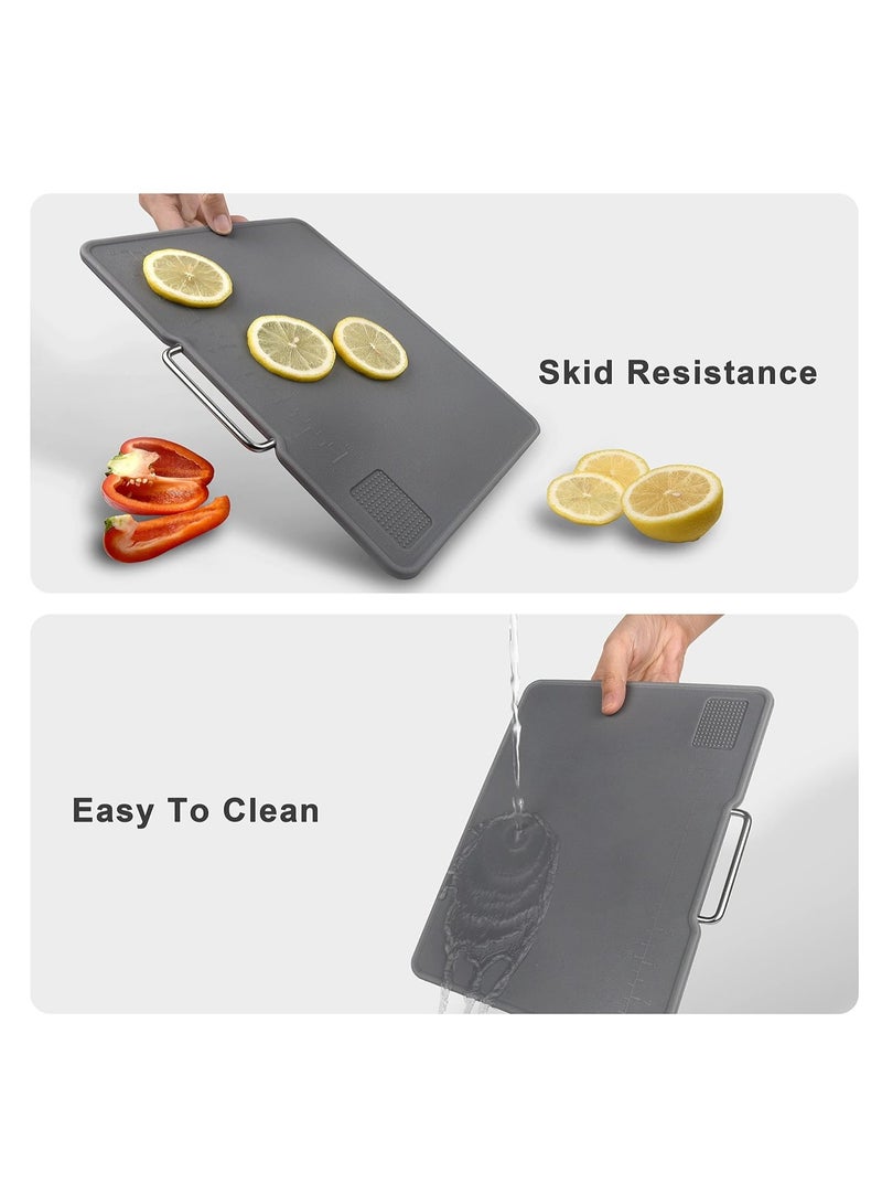 Excefore Cutting Boards For Kitchen Dishwasher Safe,Set Of 3 With Holder,Plastic Cutting Boards With Easy-Grip Handles.Garlic Grinding Area. BPA Free,Non-Porous Non-Slip Feet - Image 5