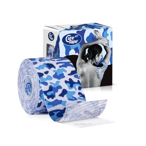 CureTape Art | Kinesiology Tape for Body Pain | Elastic Therapeutic | Waterproof Athletic | Long-Lasting Medical K (Army Blue) - Image 1