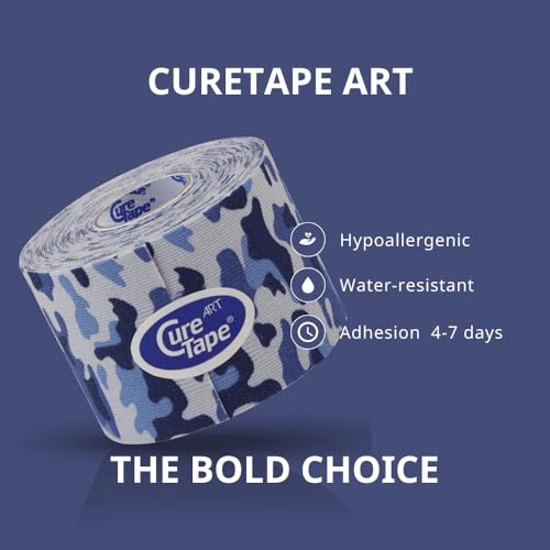 CureTape Art | Kinesiology Tape for Body Pain | Elastic Therapeutic | Waterproof Athletic | Long-Lasting Medical K (Army Blue) - Image 2