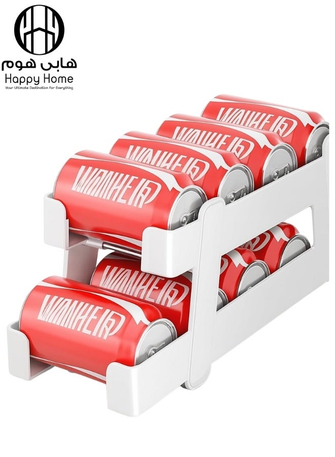 هابي هوم منظم علب مشروبات 2 دور يعمل بالجاذبية – هيكل بلاستيك متين مع قضبان معدنية – يناسب حتى 9 علب 330 مل لكل دور – تصميم موفر للمساحة للثلاجة 17 سم – وصول سلس وسهل، خالٍ من مادة BPA – مثالي لتخزين الصودا، العصائر والمشروبات الغازية بشكل منظم وأنيق - Image 1