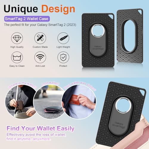 BIQIRE for Galaxy SmartTag2 Wallet Holder Card Insert [2 Pack], Ultra Thin Card Case for SmartTag2, Soft TPU Smart Tag2 Card Holder for Wallet, Handbag, Backpack| Stays Hidden (Black) - Image 2