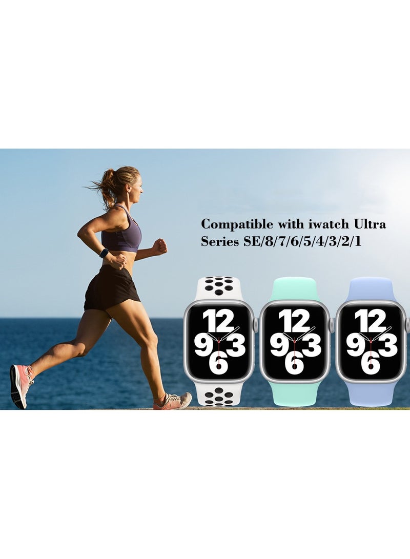 Apple Watch Band 42mm/44mm/45mm Silicone Sport General Watch Strap Black - Image 3