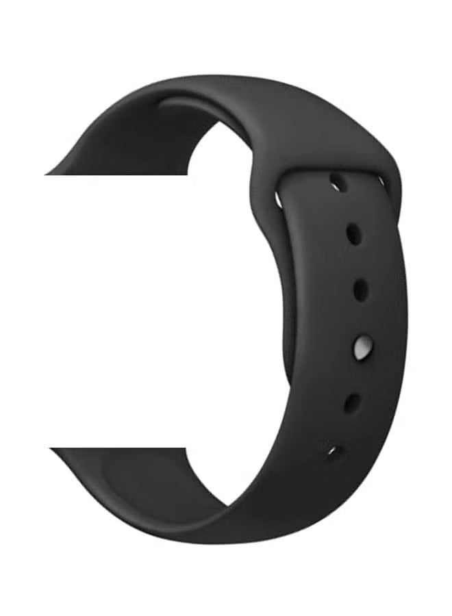 Apple Watch Band 42mm/44mm/45mm Silicone Sport General Watch Strap Black - Image 2