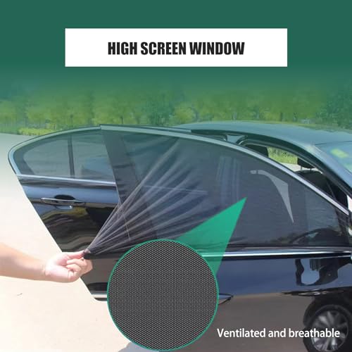 Flygun 4 PCS Car Side Window Sunshades, Thickened Double-Layer Elastic Mesh Design Foldable Sunshades for Front Rear Side Windows, Decorative Accessories, Suitable for Most Cars, SUVs (Black) - Image 3
