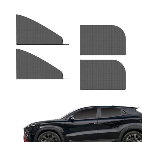 Flygun 4 PCS Car Side Window Sunshades, Thickened Double-Layer Elastic Mesh Design Foldable Sunshades for Front Rear Side Windows, Decorative Accessories, Suitable for Most Cars, SUVs (Black) - Image 1