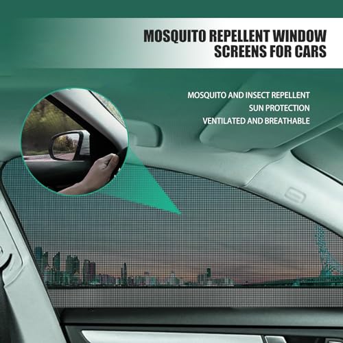 Flygun 4 PCS Car Side Window Sunshades, Thickened Double-Layer Elastic Mesh Design Foldable Sunshades for Front Rear Side Windows, Decorative Accessories, Suitable for Most Cars, SUVs (Black) - Image 2