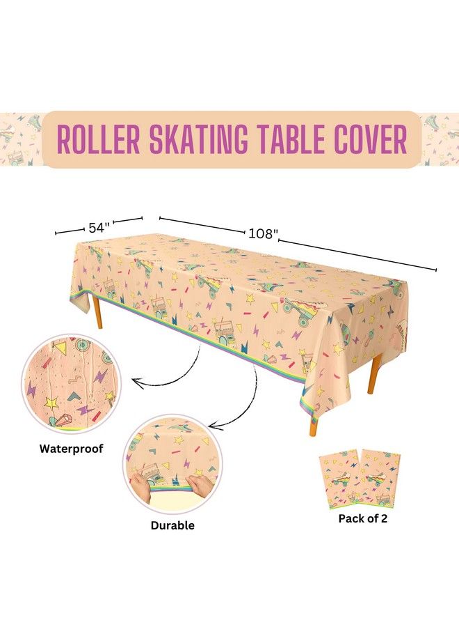 Blue Orchards Roller Skating Table Covers (Pack Of 2) 54"X108" Xl Roller Skater Birthday Party Decorations Roller Skate Party Skate Tablecloth Skate Table Covers Roller Skating Theme Party - Image 3