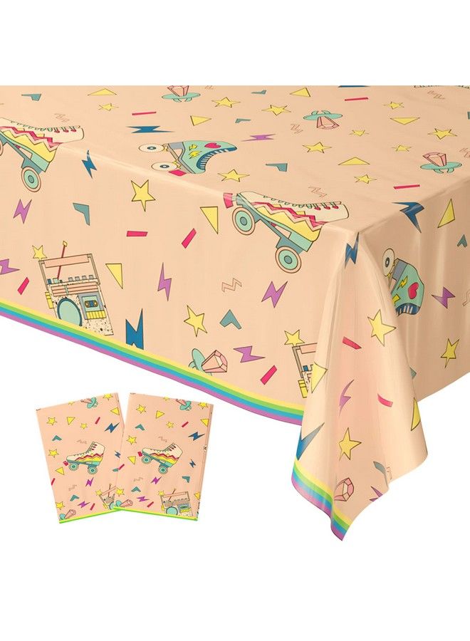 Blue Orchards Roller Skating Table Covers (Pack Of 2) 54"X108" Xl Roller Skater Birthday Party Decorations Roller Skate Party Skate Tablecloth Skate Table Covers Roller Skating Theme Party - Image 2