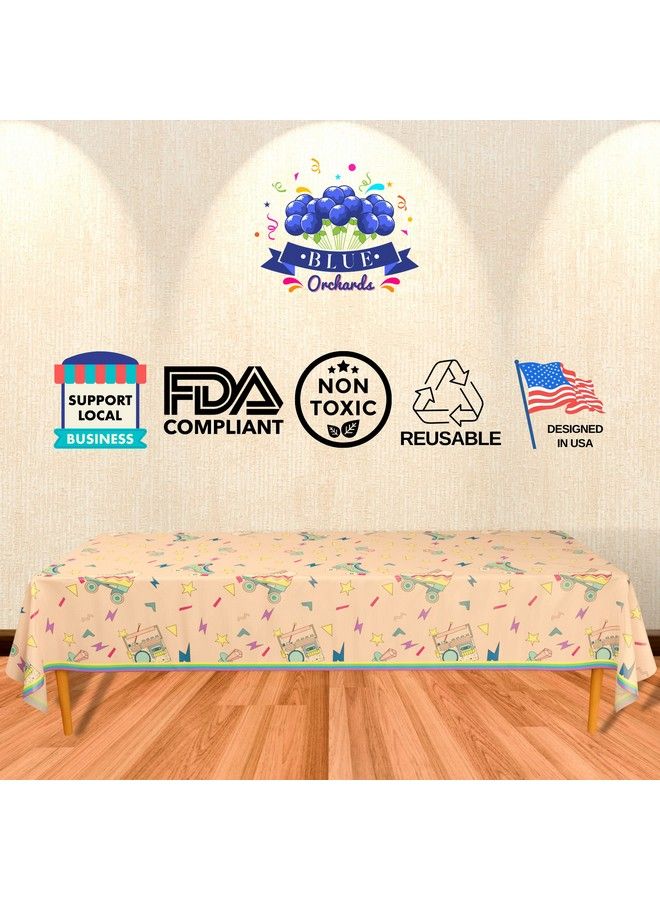 Blue Orchards Roller Skating Table Covers (Pack Of 2) 54"X108" Xl Roller Skater Birthday Party Decorations Roller Skate Party Skate Tablecloth Skate Table Covers Roller Skating Theme Party - Image 4