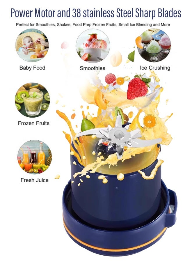 Enlarged Portable Blender Cup - 38 Stainless Steel Blades USB Rechargeable Blender Juicer Juice Cup - Home Size Juice Cup for Camping, Travel & Home - Image 4