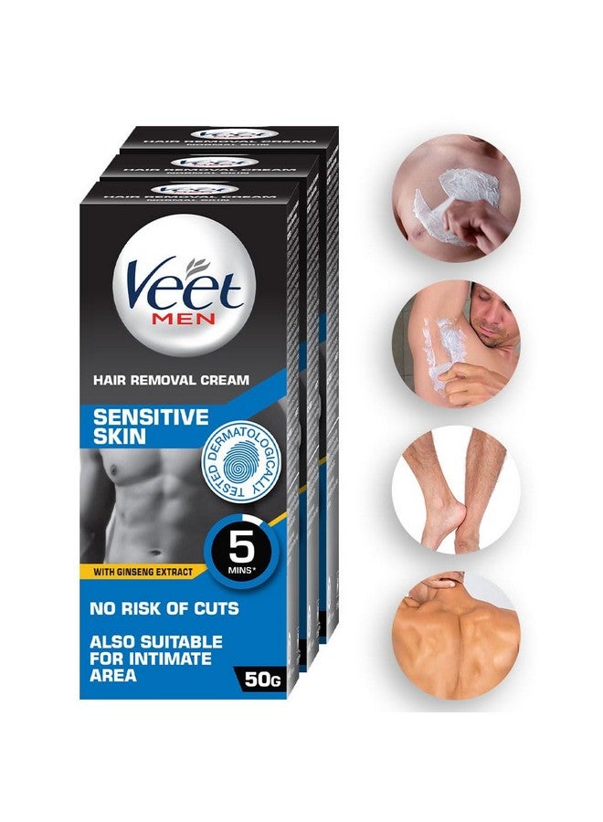 Veet Hair Removal Cream For Men Sensitive Skin 50G Each (Pack Of 3) - Image 1