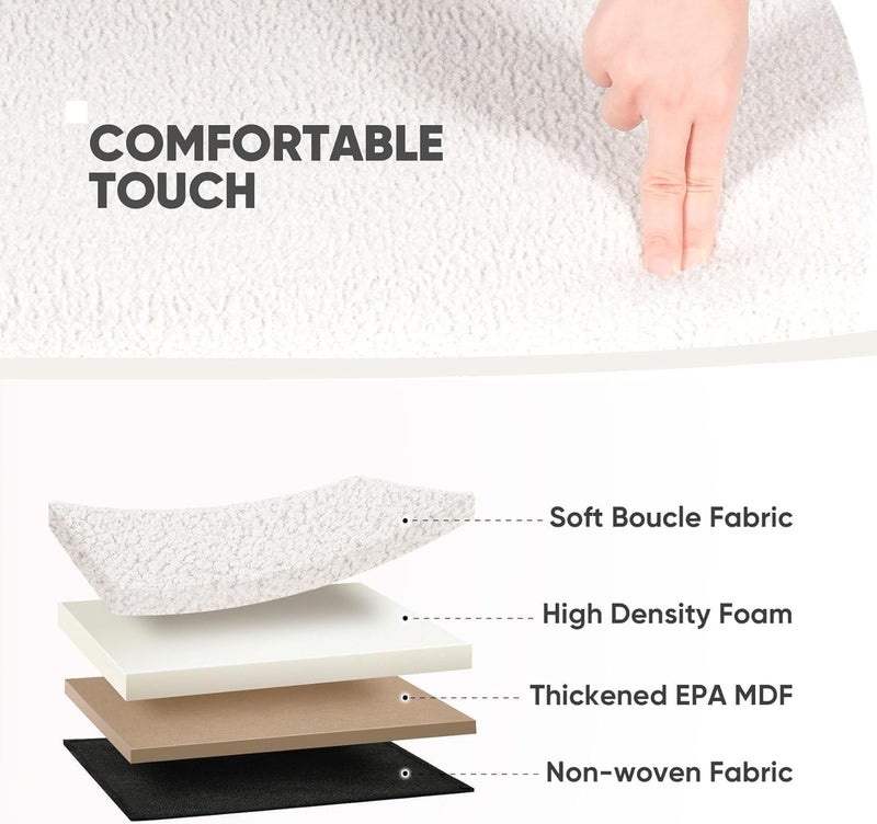 Gogoya Storage Ottoman Bench, Folding 76x38x38cm Foot Rest Stool Large Storage Seat,Linen Fabric Children Long Sofa Stool, Ottoman Bench with Lid Hollow Design for Bedroom, Dorm, Hallway (Round White) - Image 5