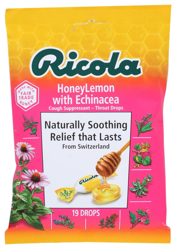Ricola Cough Suppressant Throat Drops, Honey Lemon with Echinacea, 19 Drops (Pack of 6) - Image 1